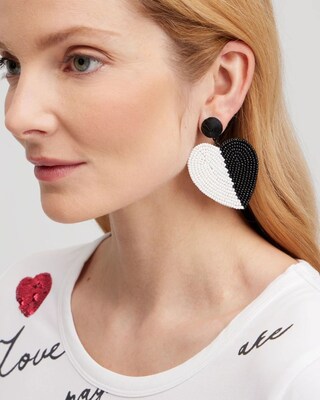 Valentine's Day Beaded Heart Earrings