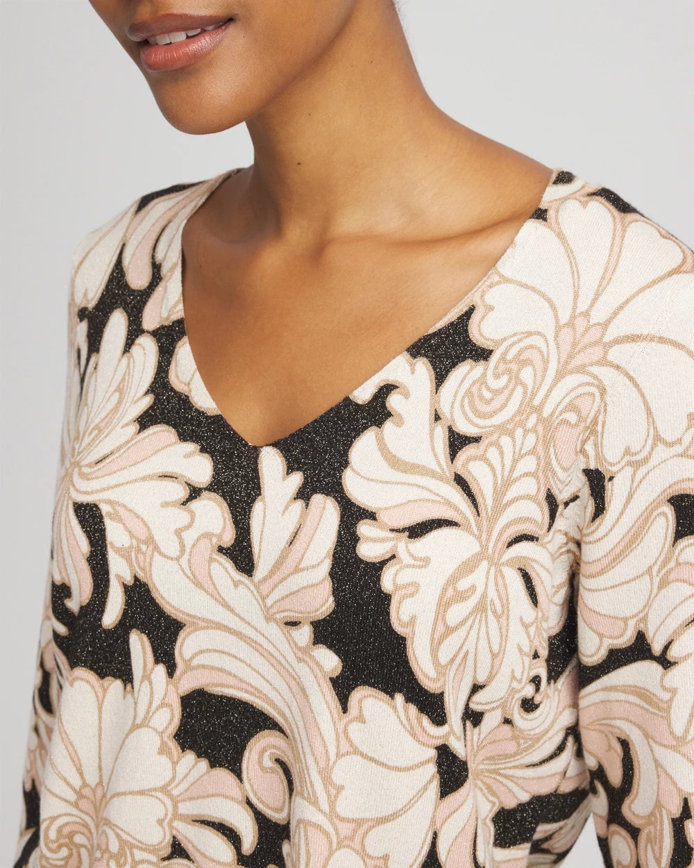Ella Metallic V-Neck Sweater