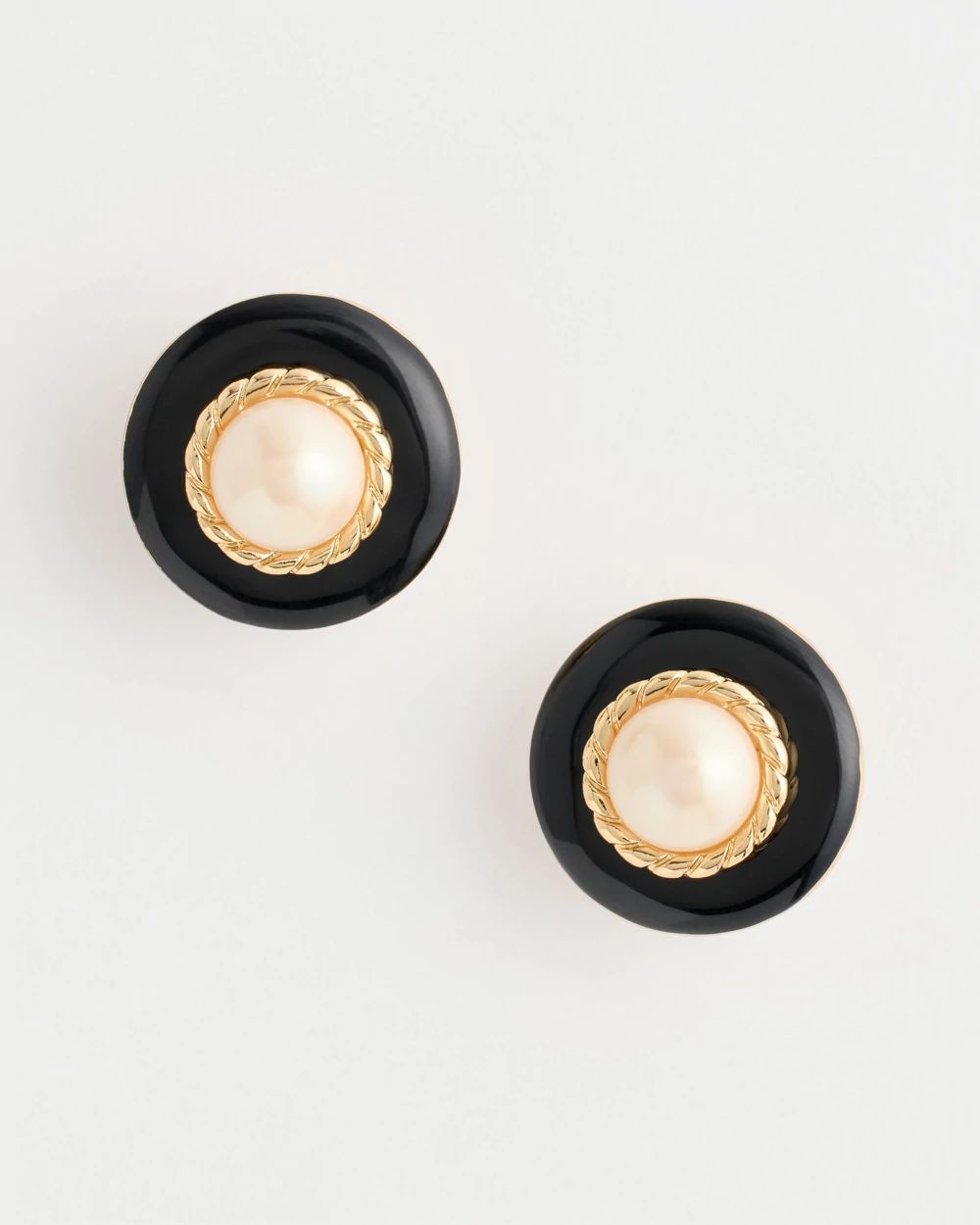 Black Faux Pearl Clip-On Earrings