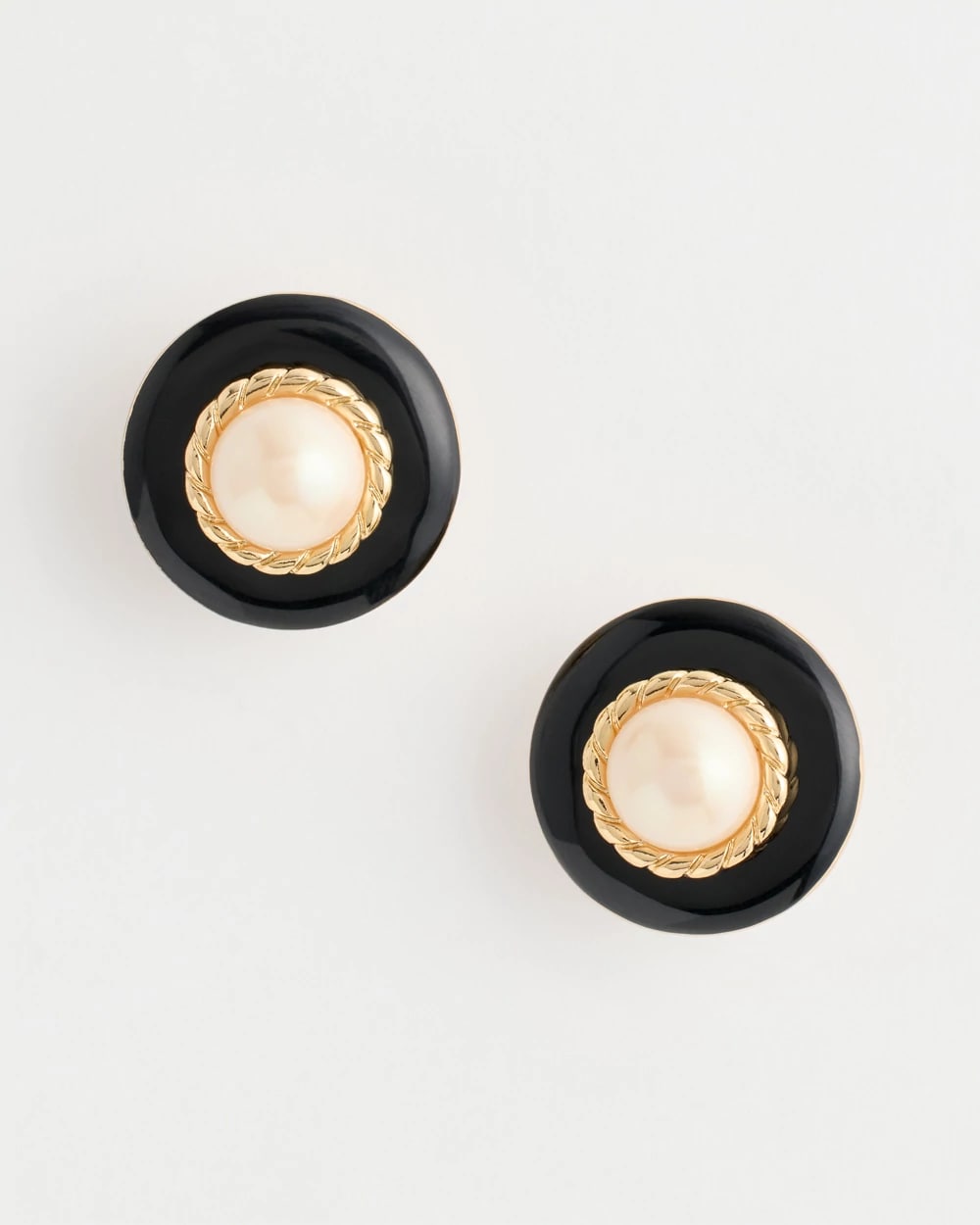Black Faux Pearl Clip-On Earrings