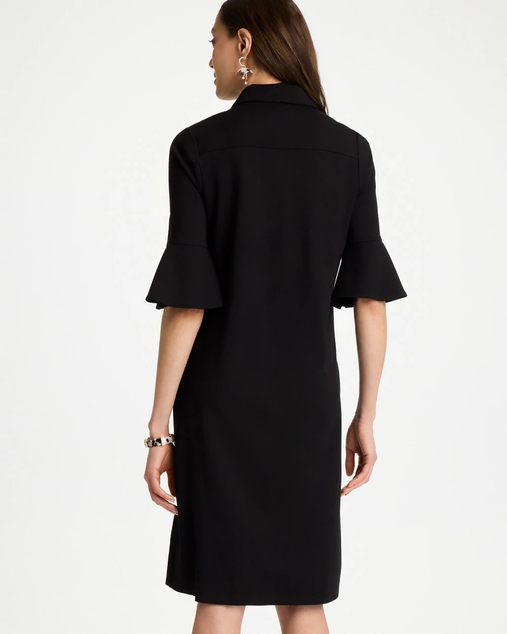 Flounce Sleeve Poplin Dress