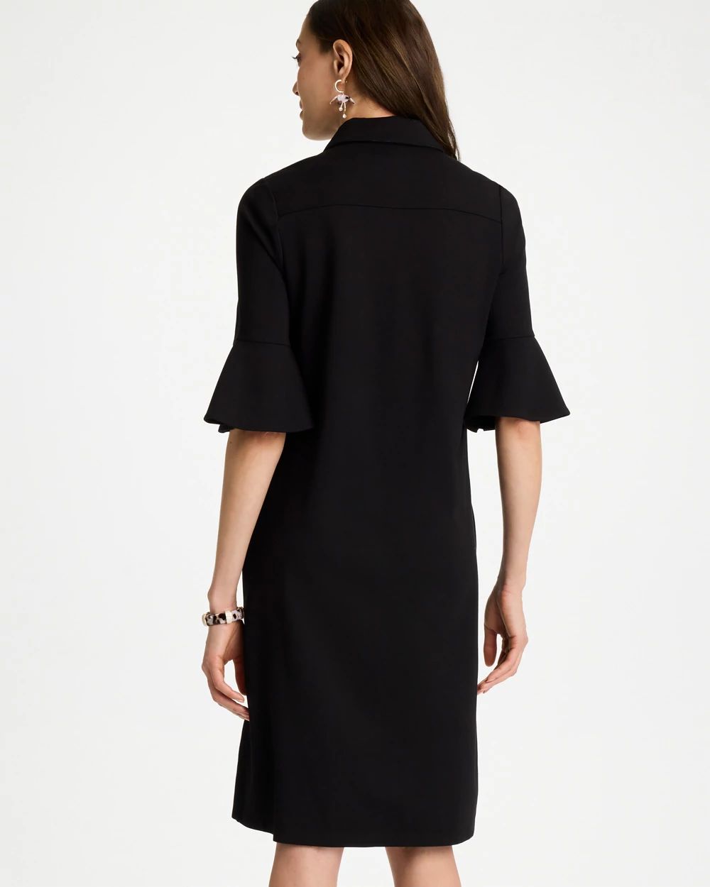 Flounce Sleeve Poplin Dress click to view larger image.