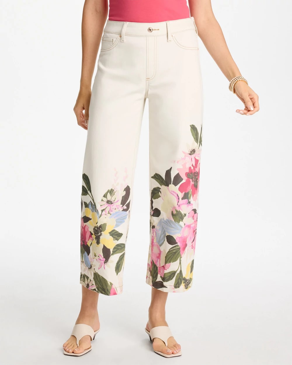 Printed Pull-On Wide Crop Jeans, photo 1 of 5