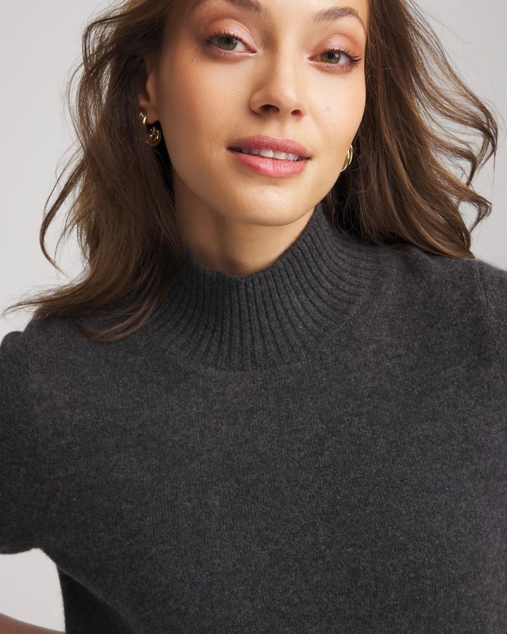 Cashmere Elbow-Sleeve Sweater click to view larger image.