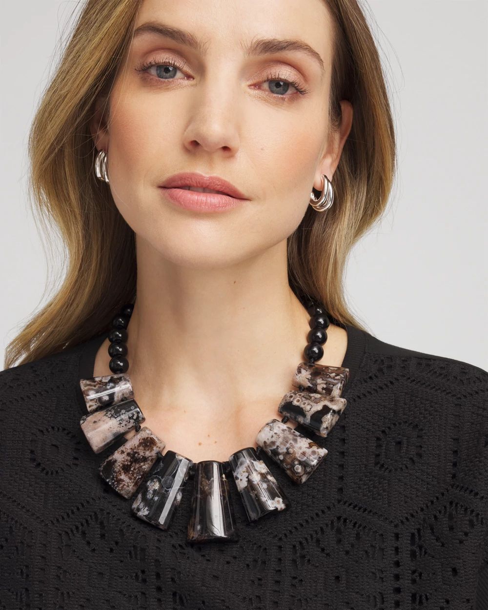 Genuine Agate Stone Bib Necklace click to view larger image.