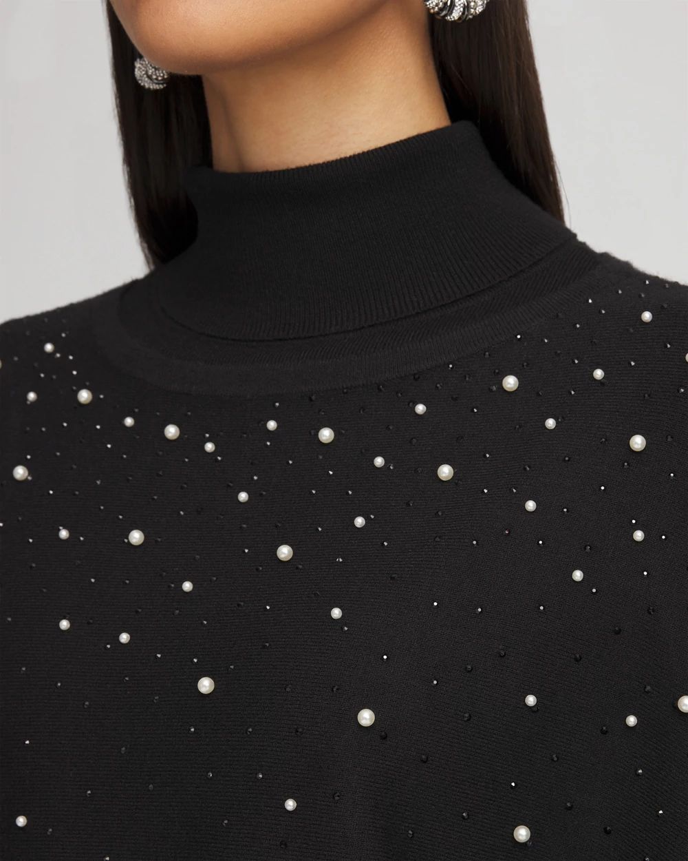 Faux Pearl Cashmere Blend Poncho