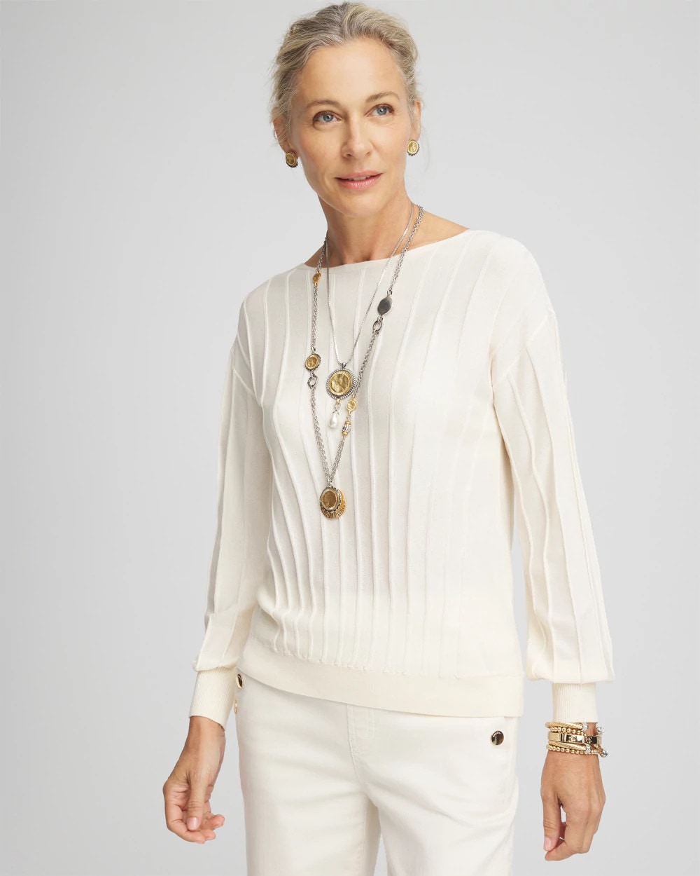 Pleated Long Sleeve Sweater