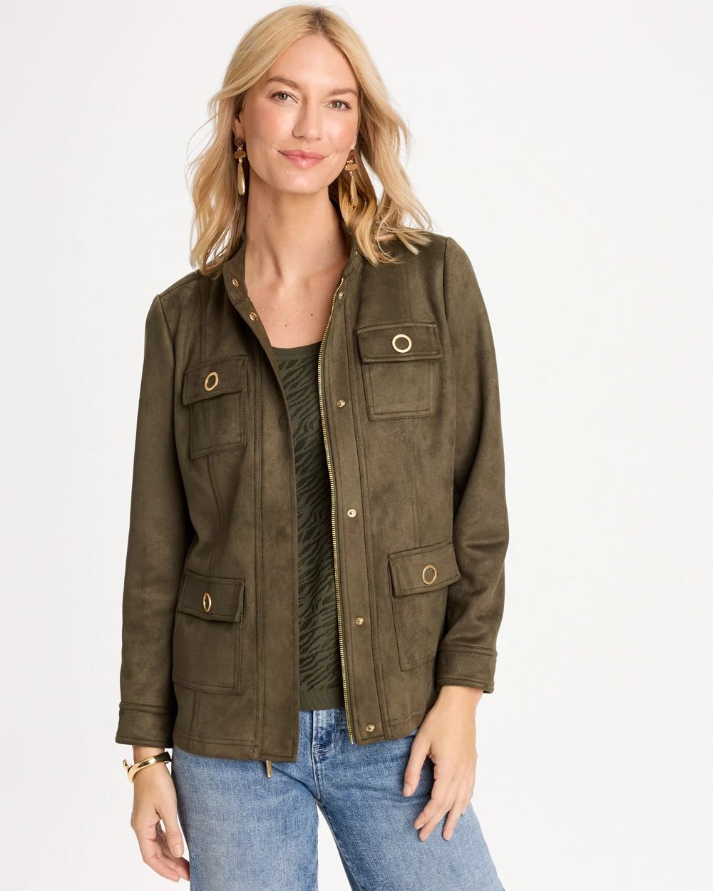 Faux Suede Safari Jacket