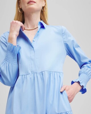 Poplin Tiered Shirt Dress