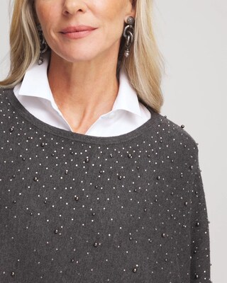 Faux Pearl Cashmere Blend Poncho click to view larger image.