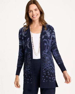 Ella Jacquard Open-Front Cardigan