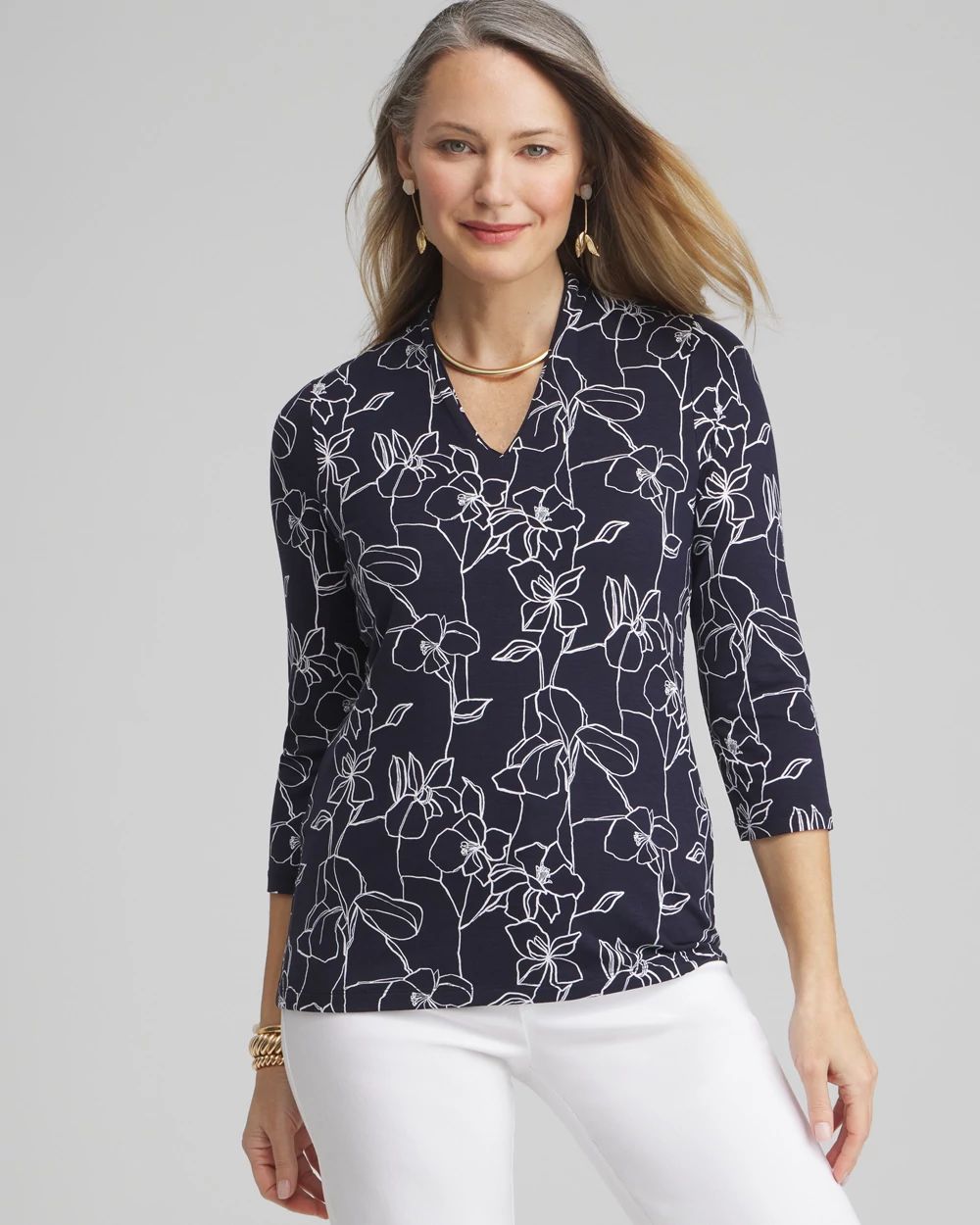 Touch of Cool™ Floral 3/4 Sleeve Tee