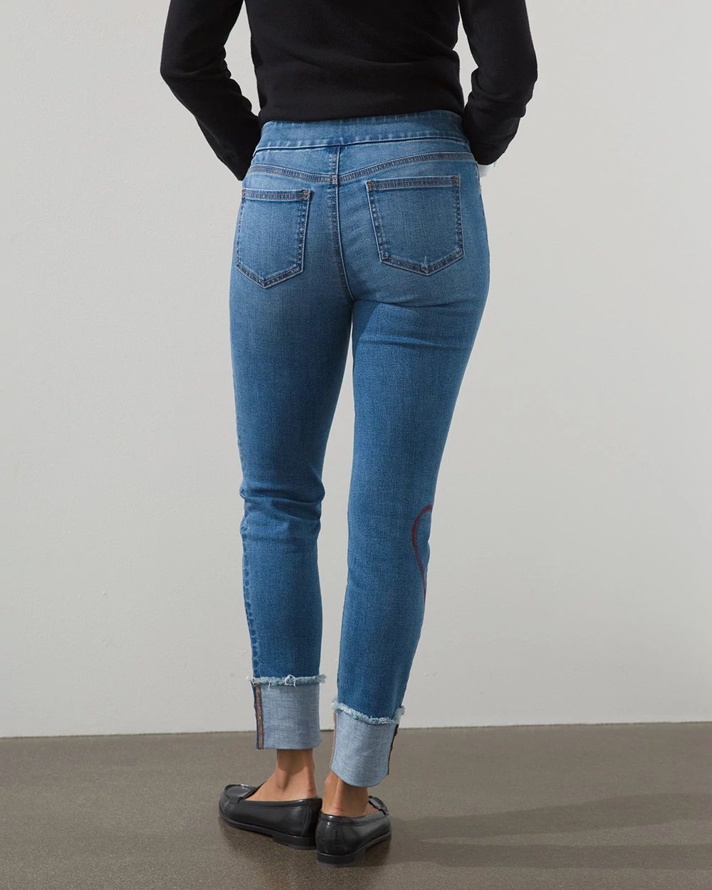 Heart Print Pull-On Cuff Ankle Jeggings