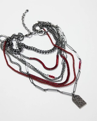 Red Multistrand Short Necklace