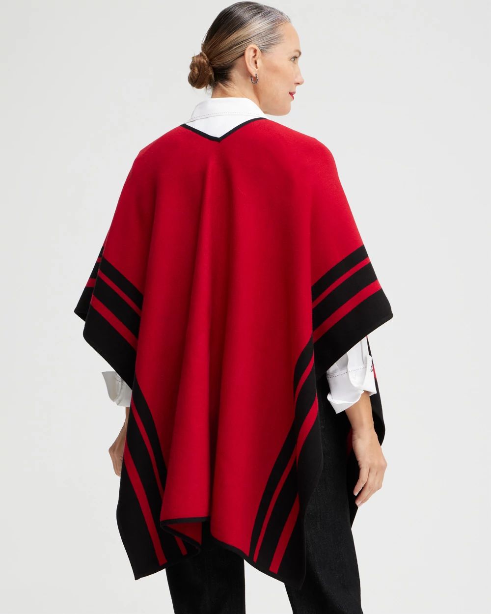 Red Stripe Border Ruana
