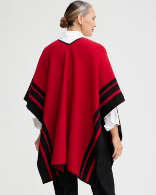 Red Stripe Border Ruana