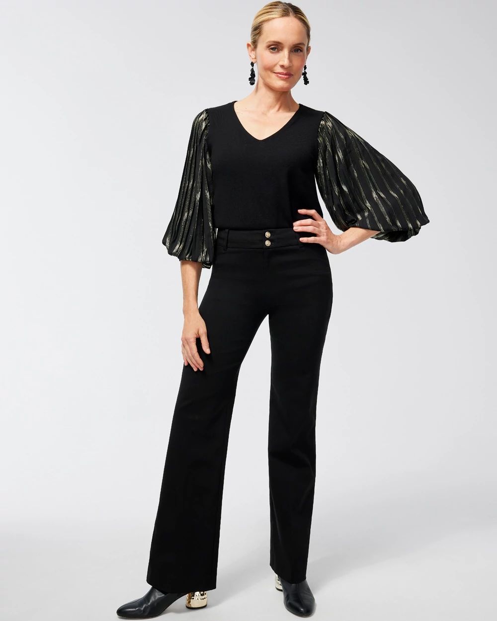Trapunto Wide Leg Pants