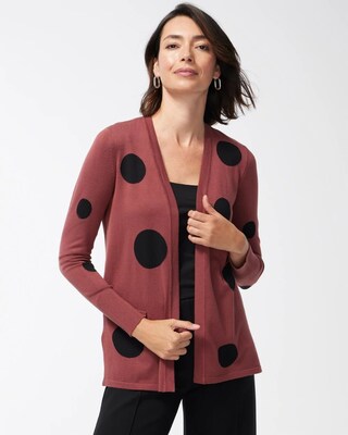Spun Rayon Dots Split Cuff Cardigan