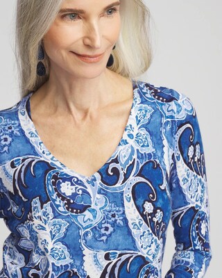 Paisley V-Neck Pullover Sweater click to view larger image.
