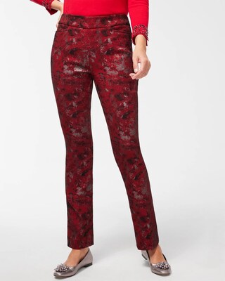 Brigitte Red Lurex Jacquard Pants
