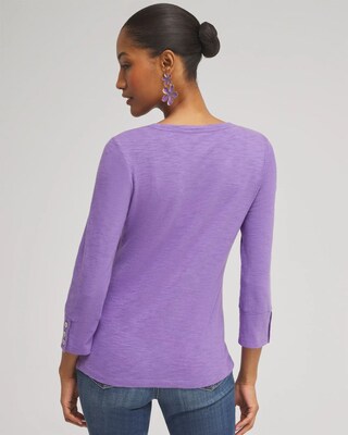 3/4 Sleeve Button Tee click to view larger image.