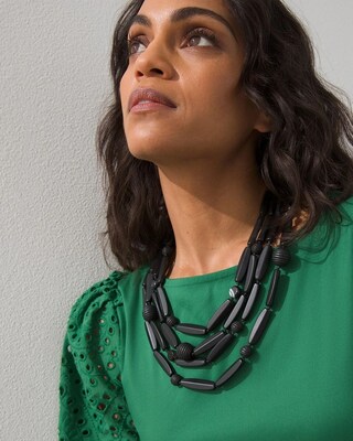 Wood and Agate Short Necklace
