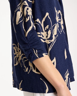 Floral Linen Open Front Cardigan click to view larger image.