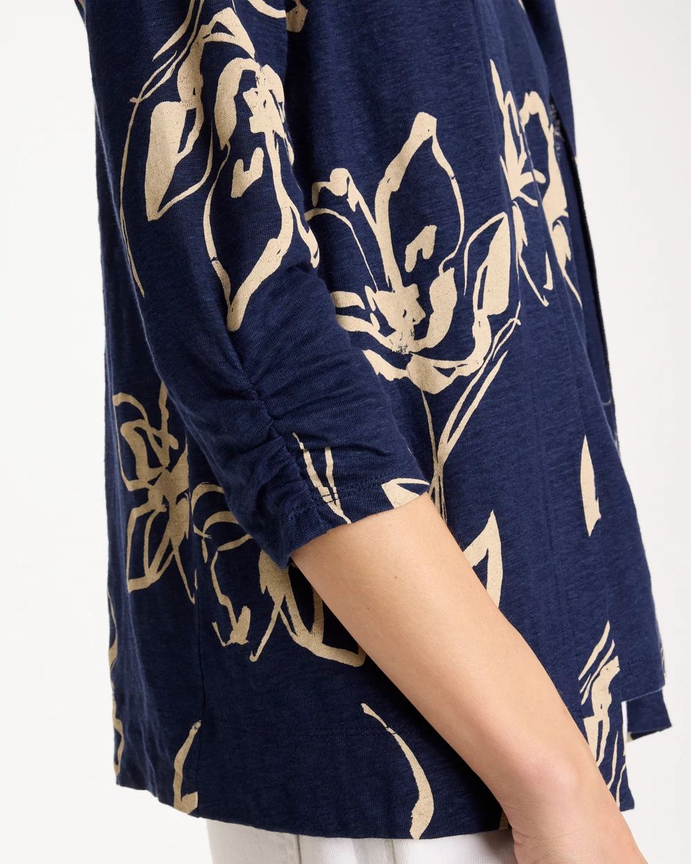 Floral Linen Open Front Cardigan click to view larger image.