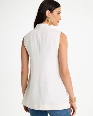 Long Linen Sleeveless Vest click to view larger image.