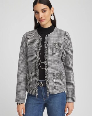 Mixed Tweed Fringe Jacket