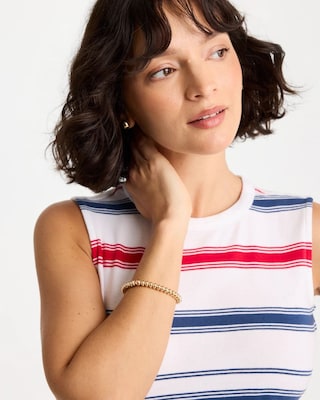 Goldtone Rounded Stretch Bracelet click to view larger image.