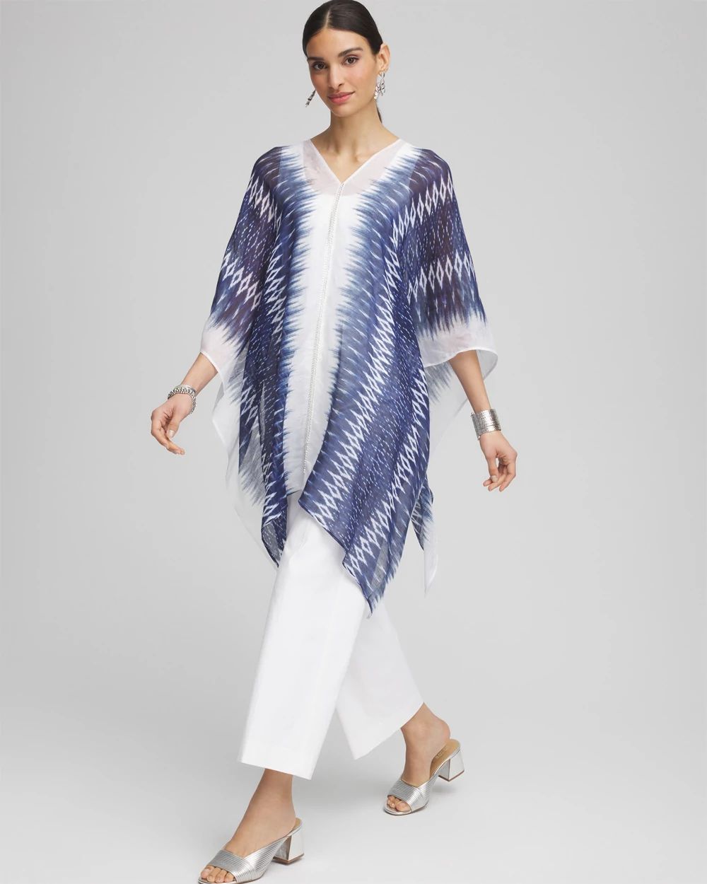 Long Embellished Linen Kaftan