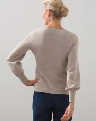 Caviar Trim V-neck Pullover Sweater