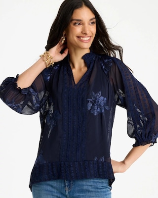 Embellished Splitneck Blouse click to view larger image.