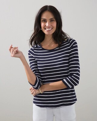 Epaulet 3/4 Sleeve Slub Tee