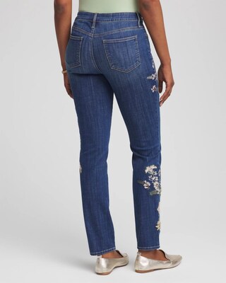 Appliqué Girlfriend Slim Ankle Jeans click to view larger image.