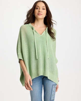 Avocado Artistry Open Knit Poncho