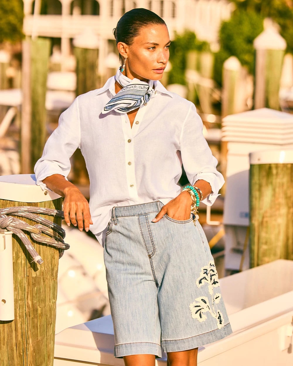 Embellished Lightweight Jean Shorts