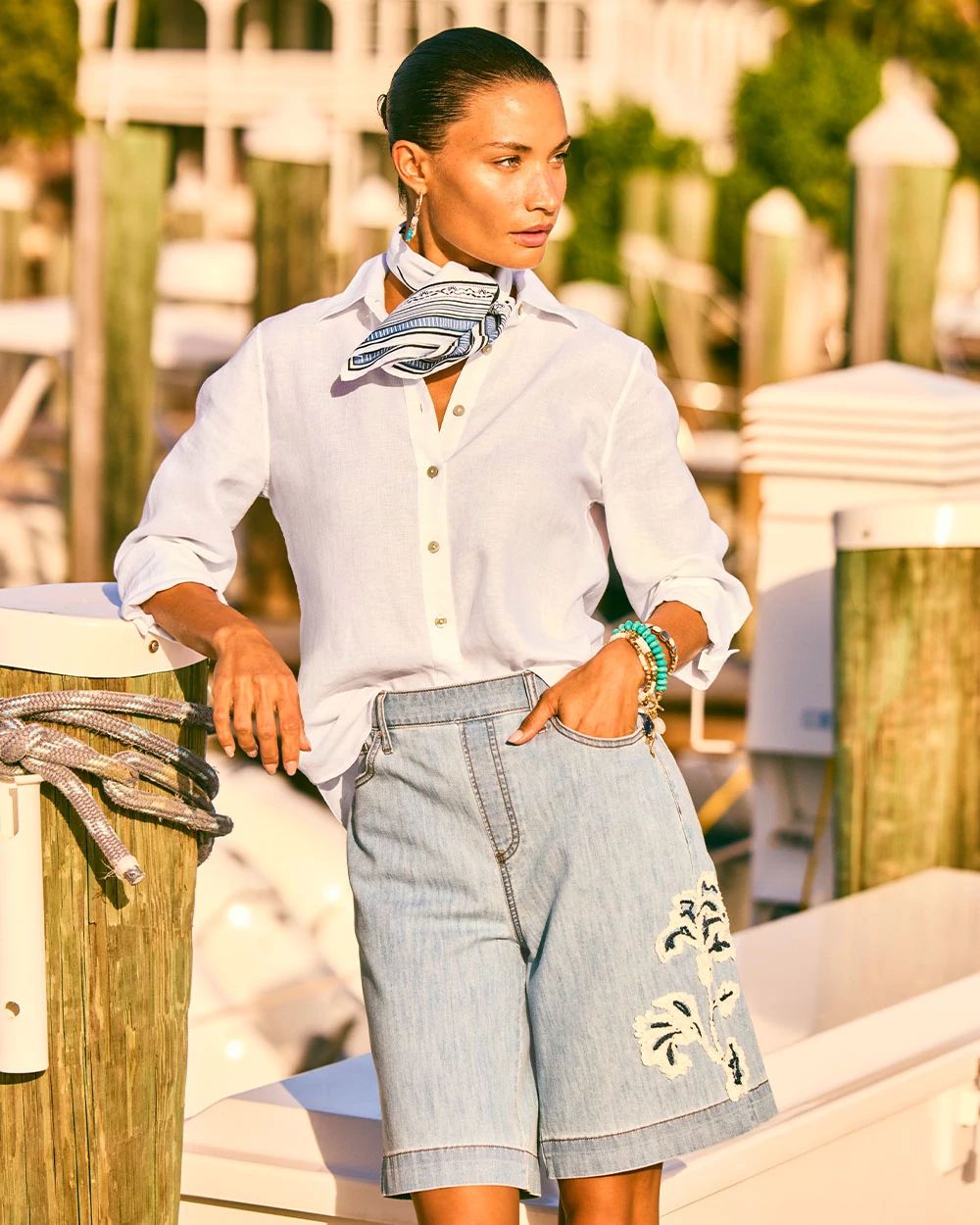 Embellished Lightweight Jean Shorts