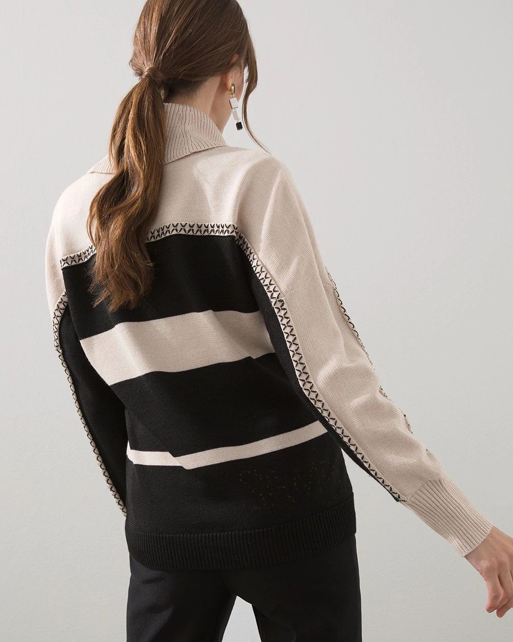 Stripe Cowl Neck Sweater