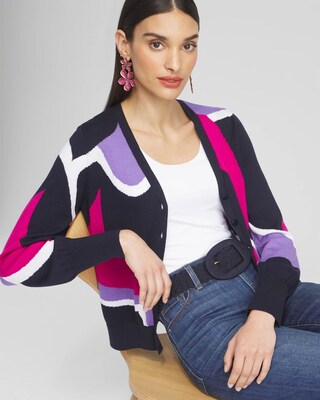 Intarsia Button Front Cardigan click to view larger image.