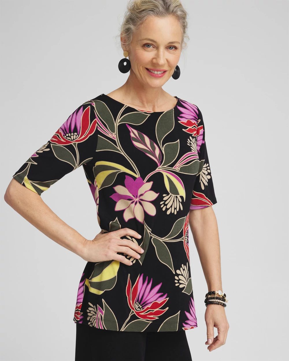 Travelers™ Floral Boat Neck Top
