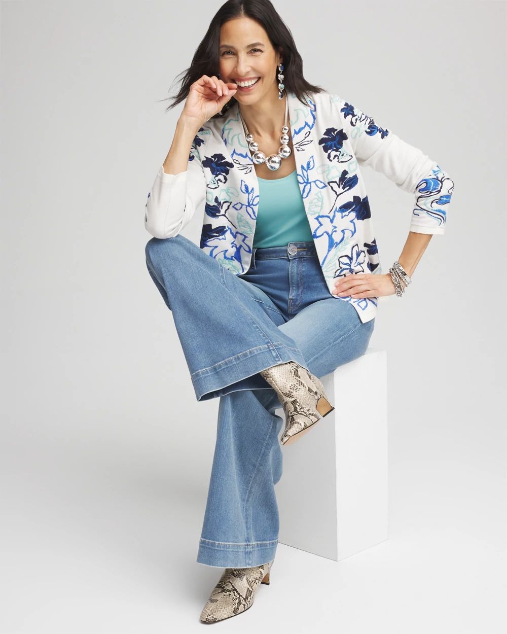 Jacquard Embroidered Cardigan