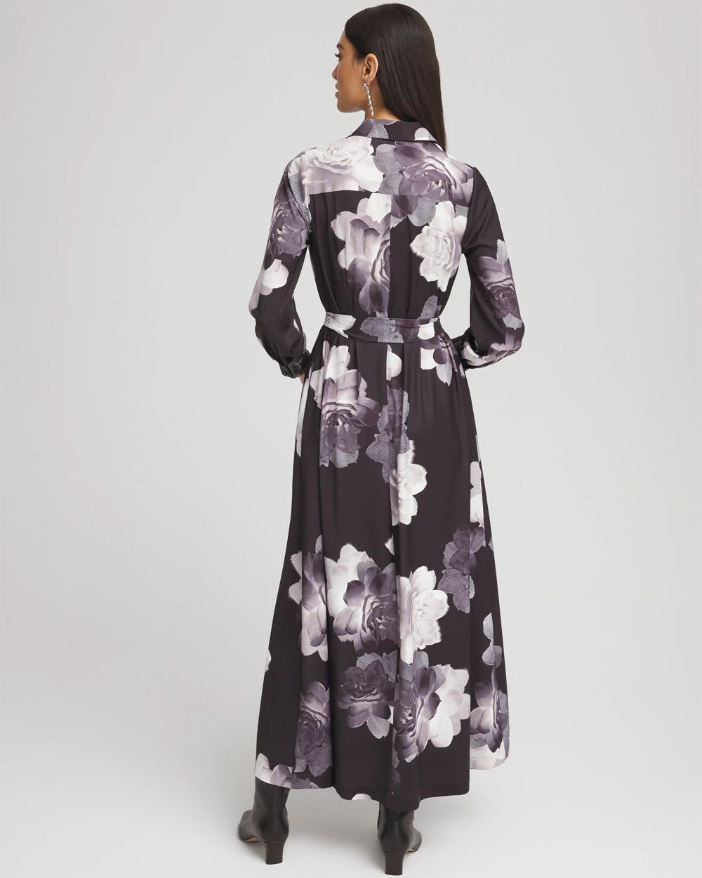 Floral Print Maxi Shirt Dress