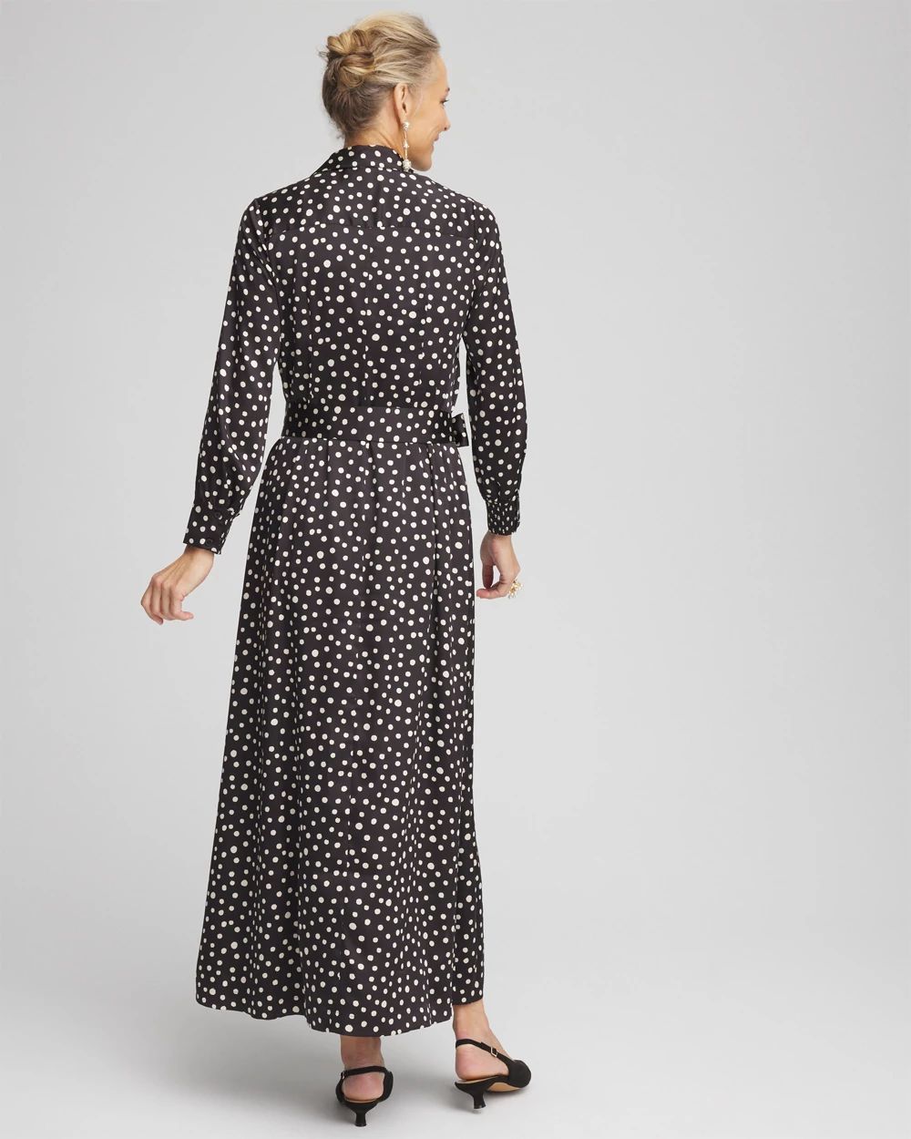 Polka Dot Maxi Shirt Dress