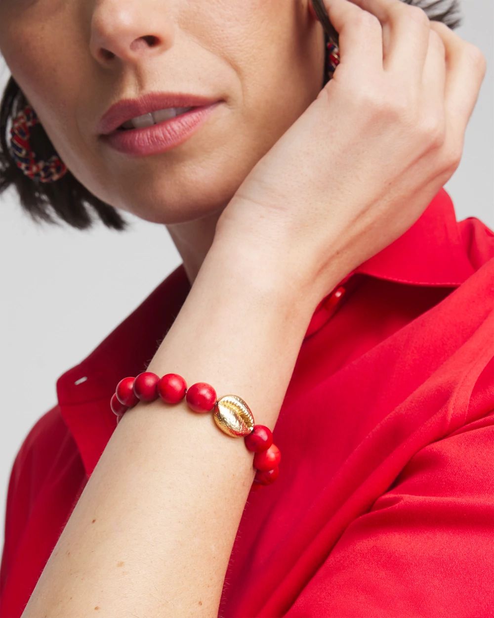 Red Howlite Beaded Bracelet
