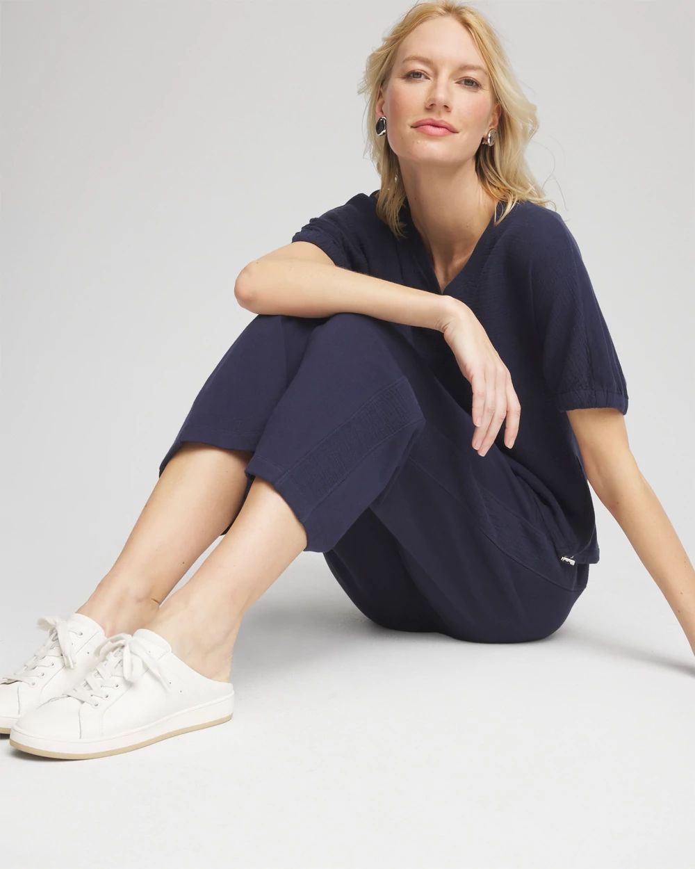 Zenergy® French Terry Gauze-Inset Cropped Pants