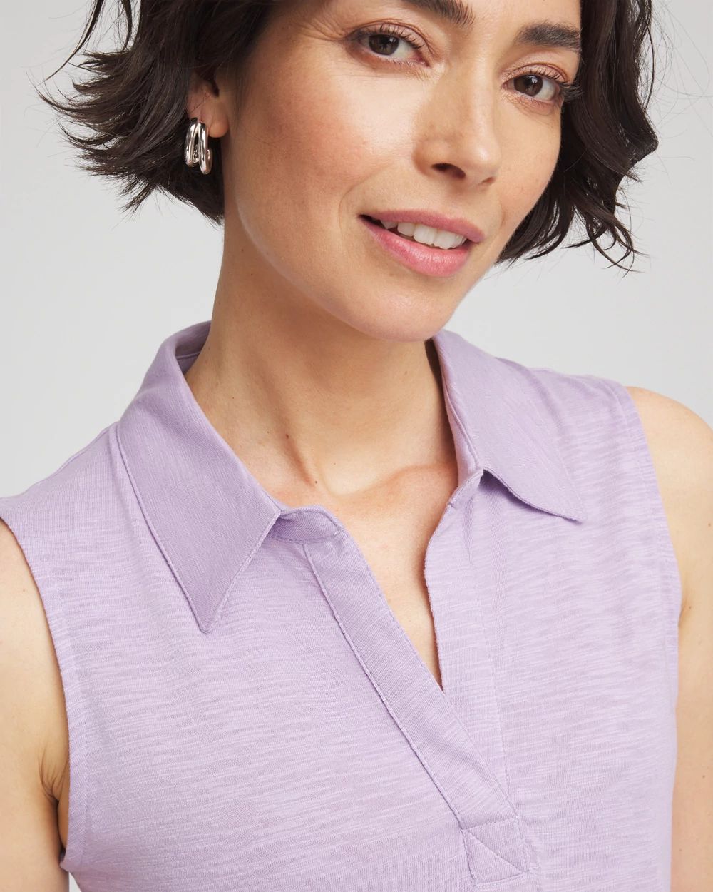 Slub Sleeveless Collared Tunic