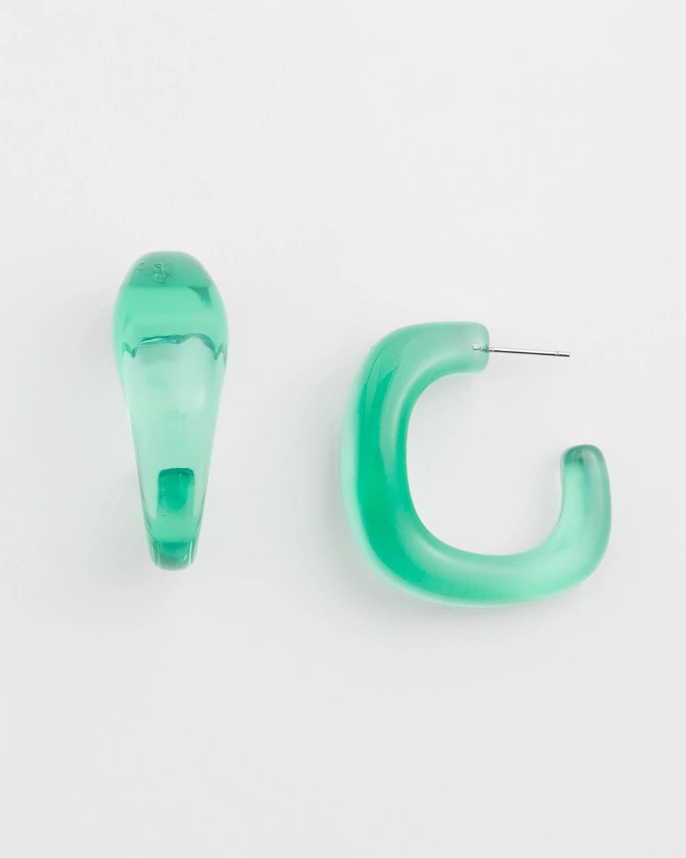 No Droop™ Green Lucite Square Hoops