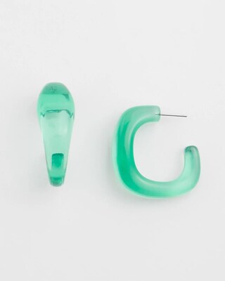 No Droop™ Green Lucite Square Hoops